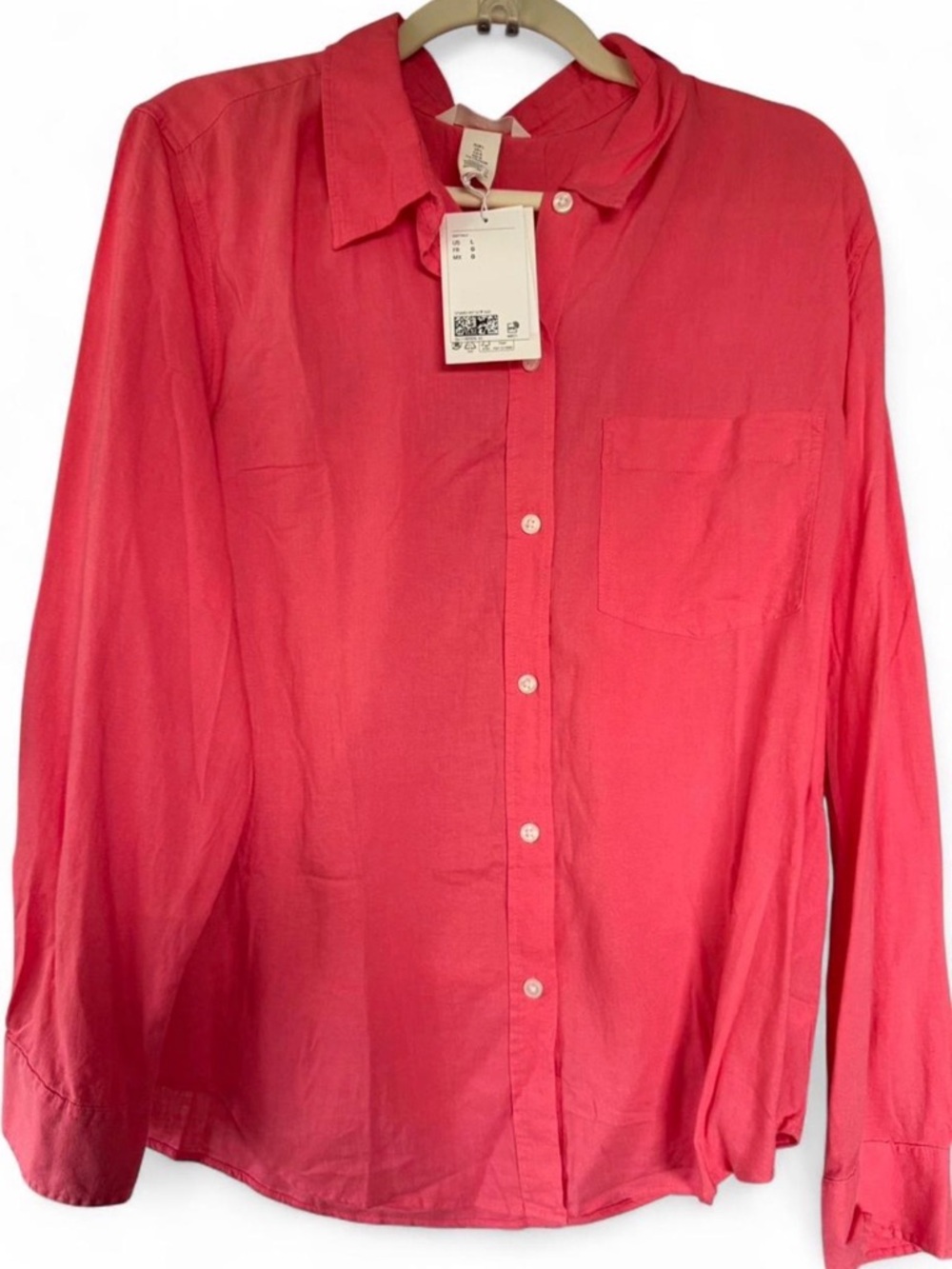 Button-Up Shirt in Coral Pink